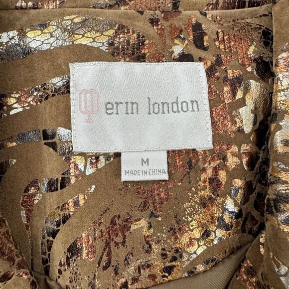Erin London Metallic Animal Print Blazer Jacket Women’s M Brown Gold NWT - Picture 3 of 13